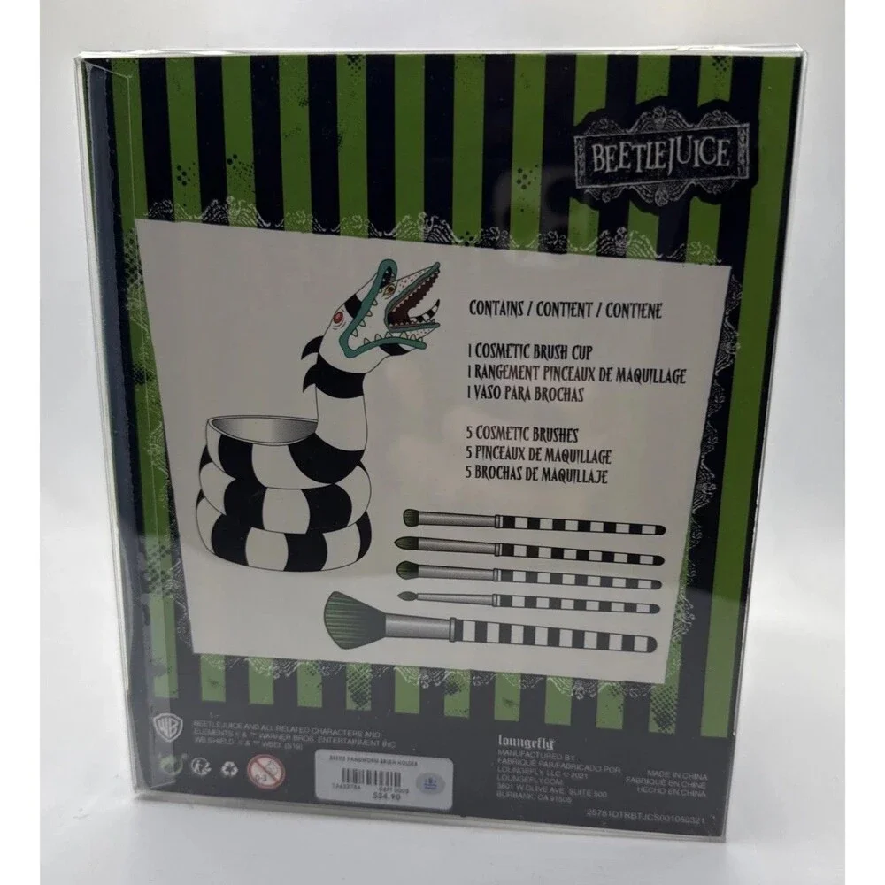 NIB Loungefly Beetlejuice Sandworm Makeup Brush Holder Cup Halloween Tim Burton
